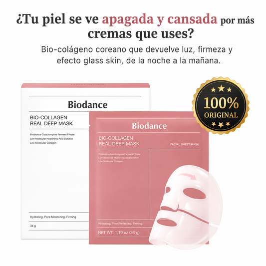 Glass Skin Pack 4 Mascarillas de Bio-Colágeno Coreano Biodance