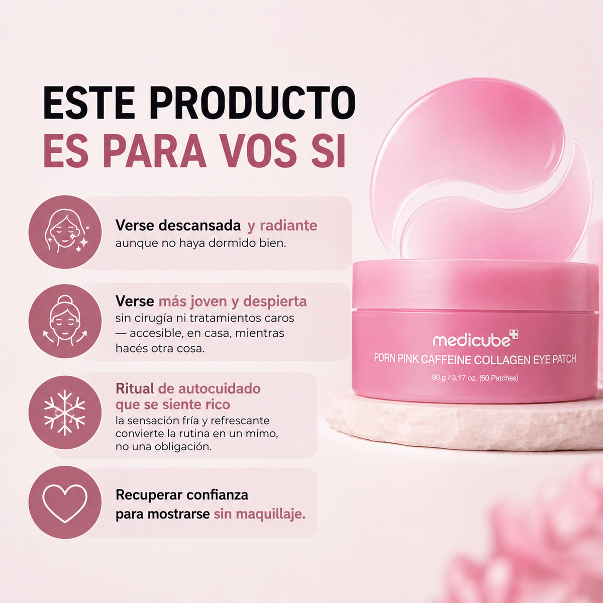 Parches de Ojos PDRN Pink Caffein Collagen Medicube
