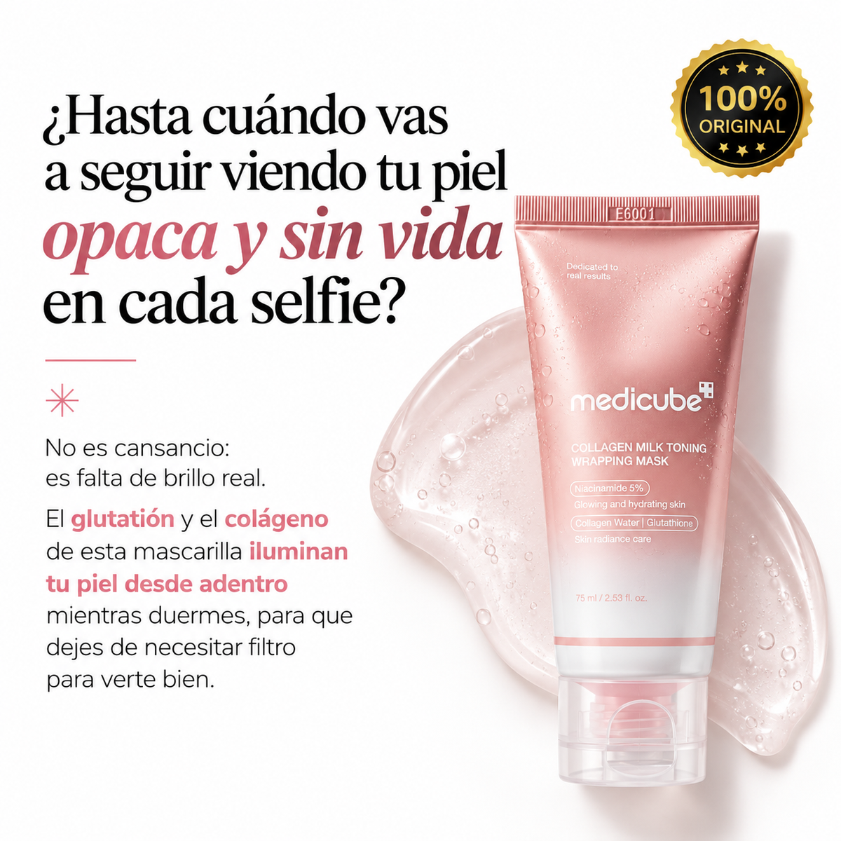 Piel Luminosa · Mascarilla Nocturna de Colágeno y Glutatión Medicube