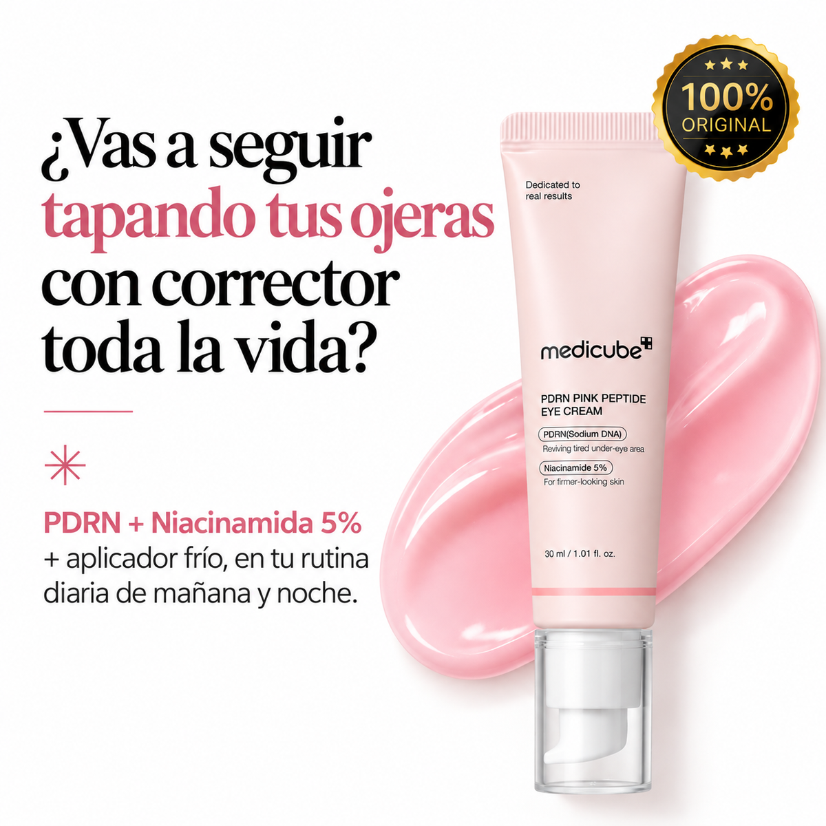 Adiós Corrector de Ojeras · Crema de Ojos PDRN + Cafeína Medicube