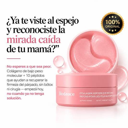 Recupera la Firmeza de tu Mirada · Parches de Colágeno y Péptidos Biodance
