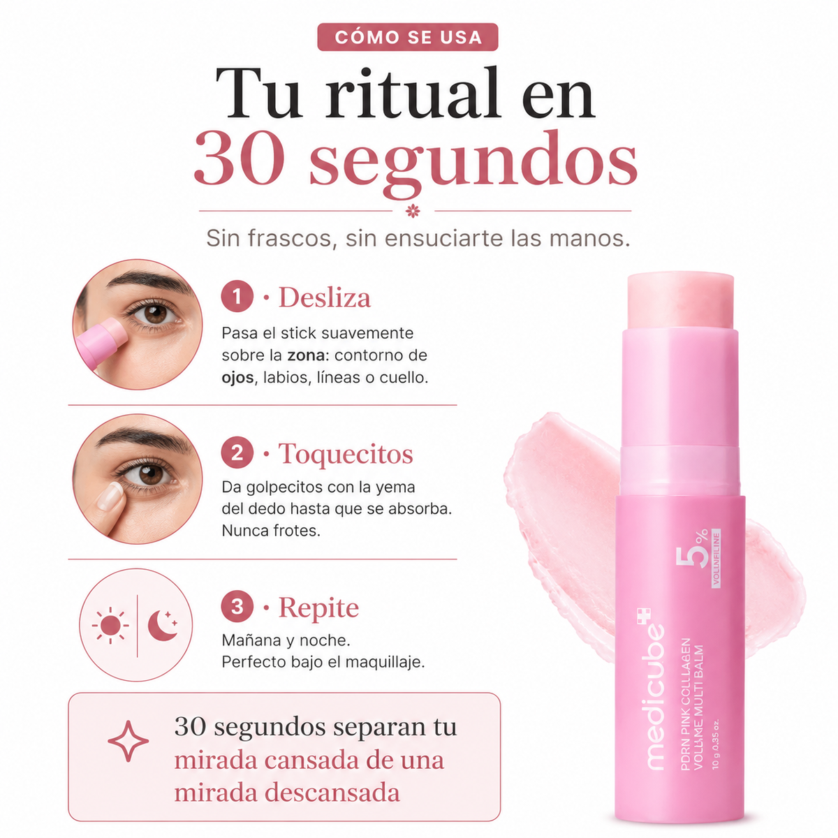 Adiós Mirada Cansada · Bálsamo PDRN Pink Collagen Medicube