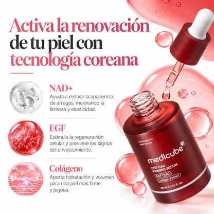 Sérum Reafirmante EGF + NAD+ con Péptidos Coreano Medicube Promoción